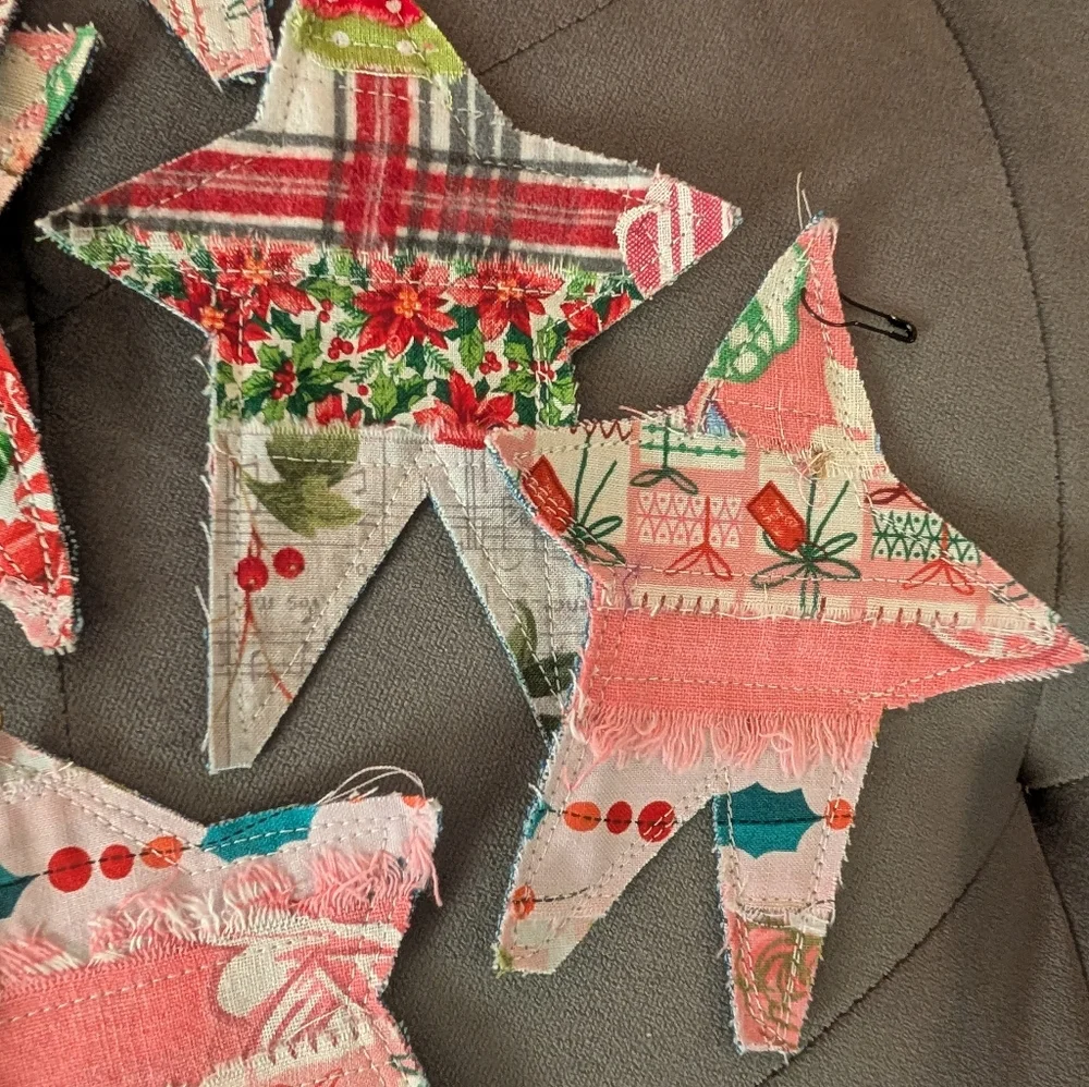 Fabric Star lot, scrappy fabric stars for art projects HANDMADE ITEM - Picture 5 of 6
